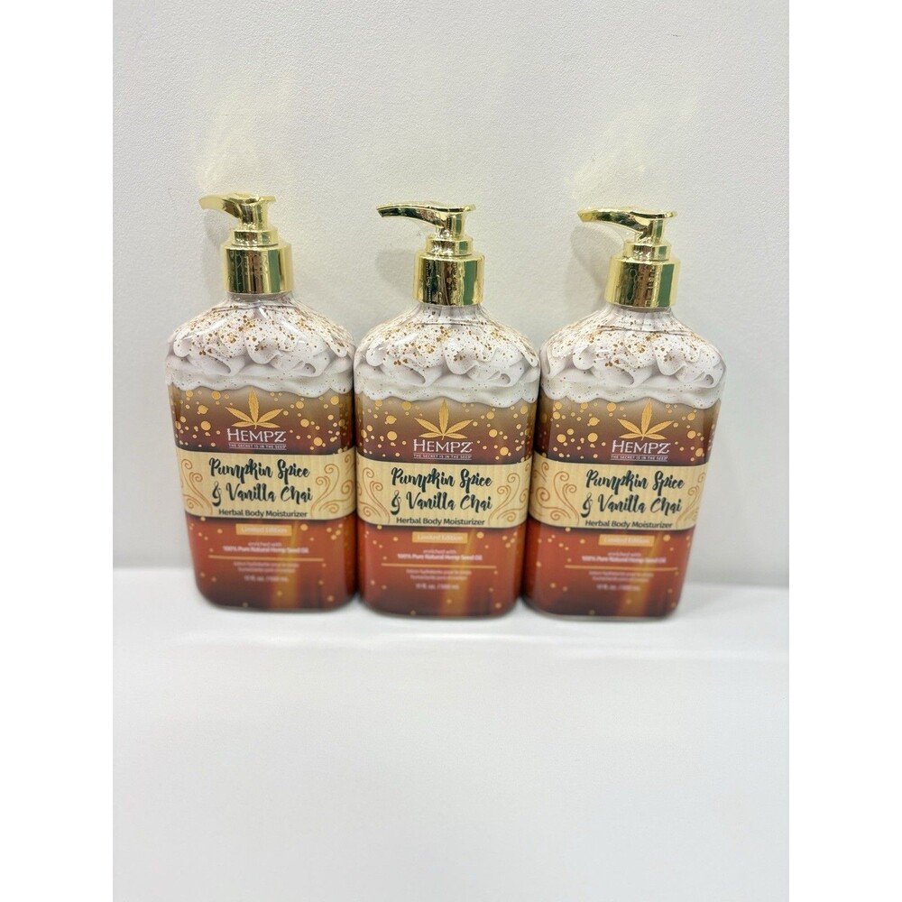 NEW Hempz Pumpkin Spice & Vanilla Chai Lotion * LIMITED EDITION * 17 fl oz 3 BTL